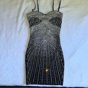 BANJUL BODYCON RHINESTONE MINI DRESS